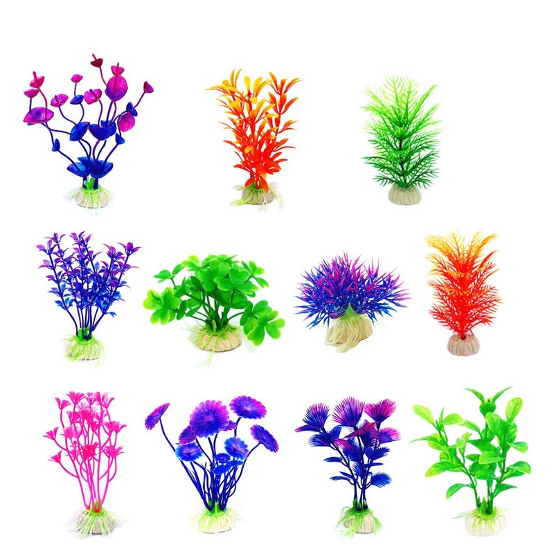 CousDUoBe Artificial Aquatic Plants 11 Pcs Small Aquarium Plants Artificial Fish Tank Decorationsï¼ŒUsed for Household and Office Aquarium Simulation Plastic Hydroponic Plants - Image 1
